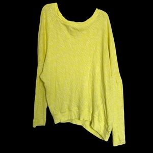 Anthropologie Butter Yellow Slub Knit Drop Shoulder Sweatshirt Sz Small Beachy